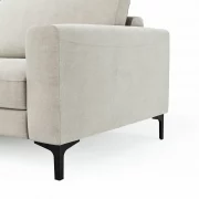 Ecksofa Oviedo – Longchair links mit 1,5-Sitzer, Stoff, Natur