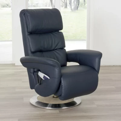 Fernsehsessel EM Hamm – Massagefunktion, Leder, Dunkelblau