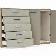 Kommode Viana – Balkeneiche furniert, Taupe