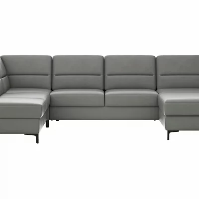 Wohnlandschaft Merlos H – Ecke links mit 2,5-Sitzer und Longchair rechts inkl. Relaxfunktion (motorisch), Leder, Graubraun