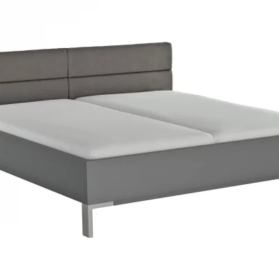 Bett Viana – Liegefläche ca. 200×200 cm, Holzwerkstoff Dunkelgrau , Kunstleder Anthrazit