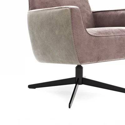 Drehsessel Matina – Größe M, Leder&Stoff, Dunkelbraun, Mauve