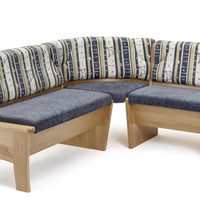 Eckbank – BT ca. 186×146 cm, Stoff, mehrfarbig, Blau