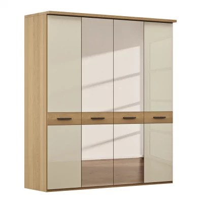 Drehtürenschrank Lenoso – B. ca. 200 cm, Glas Champagner, Spiegel