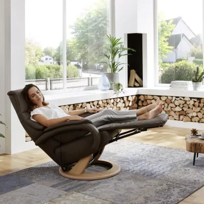 Sessel – Relaxfunktion, Leder, Braun