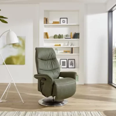 Fernsehsessel EM Erlangen – Relaxfunktion 1-motorisch, Leder, grün
