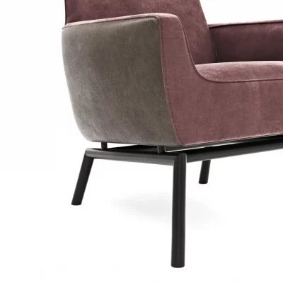 Sessel Matina – Größe M, Leder&Stoff, Nougat, Weinrot