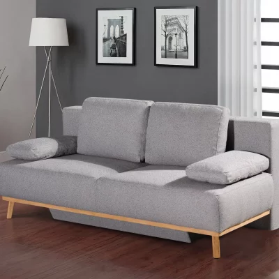 Querschläfer – Schlaffunktion mit Bettkasten, Stoff, Eisblau