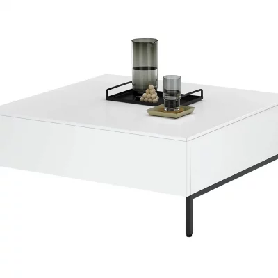 Couchtisch – mit Schubkästen, LBH ca. 90x85x36 cm, Lack, Weiß