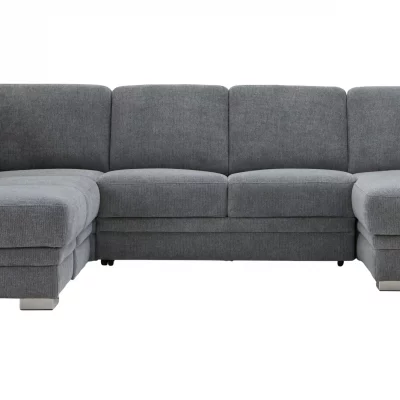 Wohnlandschaft Tavira – Ecke und Abschlussteil links mit 2-Sitzer und Longchair rechts, Stoff, Grau