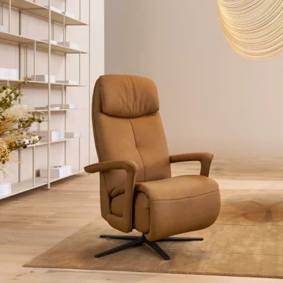 Sessel EM Dresden – manuelle Verstellung, Leder, braun