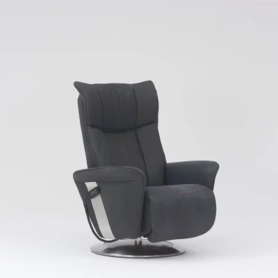 Fernsehsessel EM Halle – Relaxfunktion (1-motorisch), Leder, Kohle