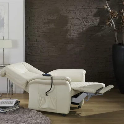 Fernsehsessel EM Hamburg – Relaxfunktion (1-motorisch), Leder, Kreide