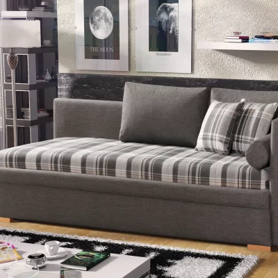 Einzelliege – mit Bettkasten, Stoff, Karo