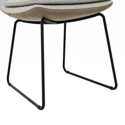 Polsterstuhl Macano – Stoff & Leder, Hellgrau, Steingrau