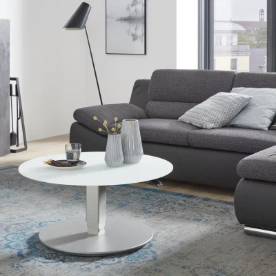 Couchtisch – höhenverstellbar, D. ca. 80cm, Siberfarben