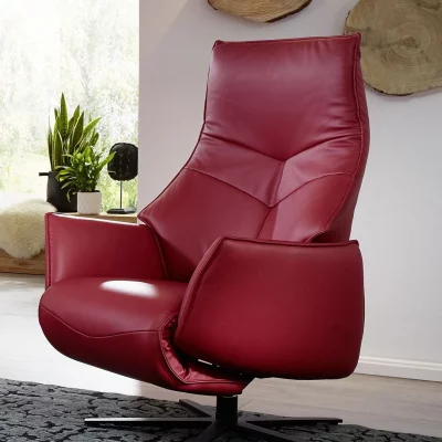 Fernsehsessel EM Hannover – Relaxfunktion (1-motorisch), Leder, Kirsche