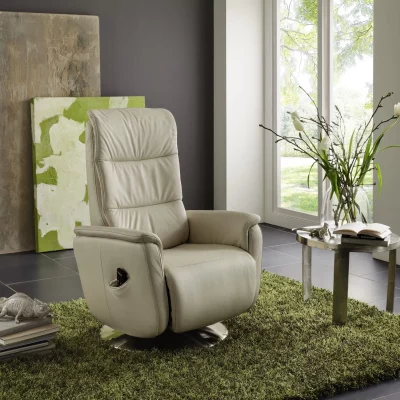 Sessel – Relaxfunktion motorisch, Leder Ecru