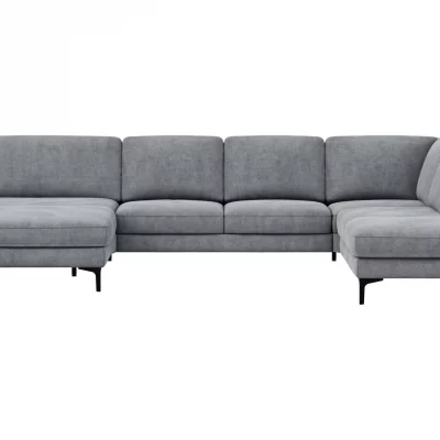 Wohnlandschaft Oviedo – Longchair links mit 2-Sitzer und Ecke rechts, Stoff, Grau