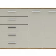 Kommode Viana – Balkeneiche furniert, Taupe
