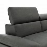 Sofa Felipa – 3-Sitzer inkl. Kopfteil verstellbar, Leder, Grau