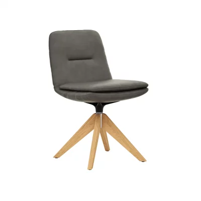 Polsterstuhl Macano – drehbar, Leder, Grau