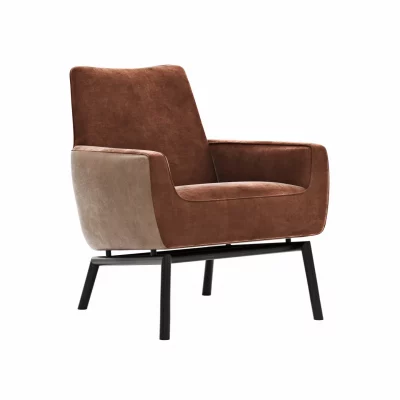 Sessel Matina – Größe M, Leder&Stoff, Cognac, Kupfer