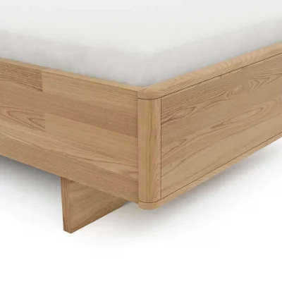 Bett Lenoso – Liegefläche ca. 100×200 cm, Eiche massiv, Kunstleder Champagner