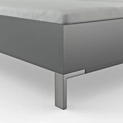 Bett Viana – Liegefläche ca. 200×200 cm, Holzwerkstoff Dunkelgrau , Kunstleder Anthrazit