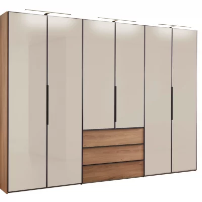 Drehtürenschrank – B. ca. 298 cm, Sandglas, Eiche Dekor