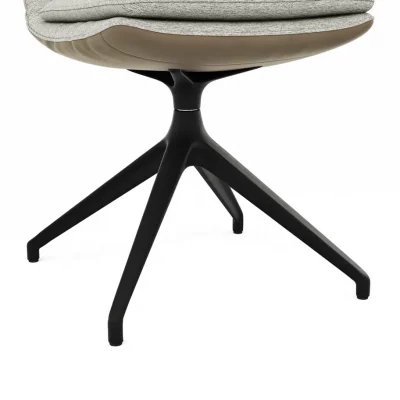 Polsterstuhl Macano – drehbar, Stoff & Leder, Hellgrau, Steingrau