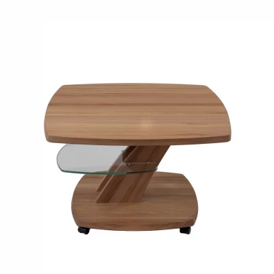 Couchtisch – höhenverstellbar, LBH ca. 70x70x47 cm, Wildeiche massiv