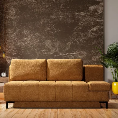 Querschläfer – Schlaffunktion, Armlehne verstellbar, Stoff, Kurkuma