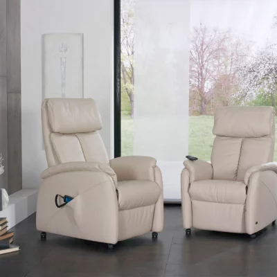 Fernsehsessel EM Göttingen – Relaxfunktion (1-motorisch), Leder, Hellbraun