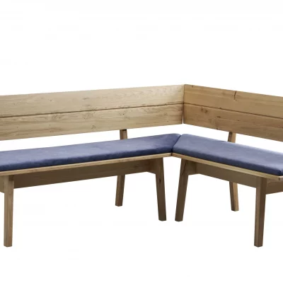 Eckbank – BT ca. 195×155 cm, Asteiche massiv, Stoff Dunkelblau