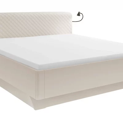 Bett EM Armadio – mit Beleuchtung,  Liegefläche ca. 180x200cm, Dekor Sand, Lederlook beige