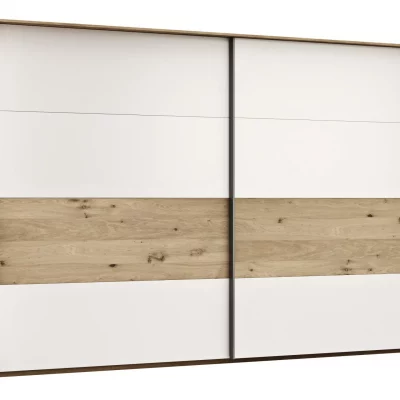Schwebetürenschrank Viana – B ca. 338 cm, Furnier, Balkeneiche, Weiß