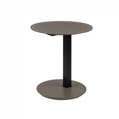 Beistelltisch – höhenverstellbar, D. ca. 50 cm, Graubeige lackiert