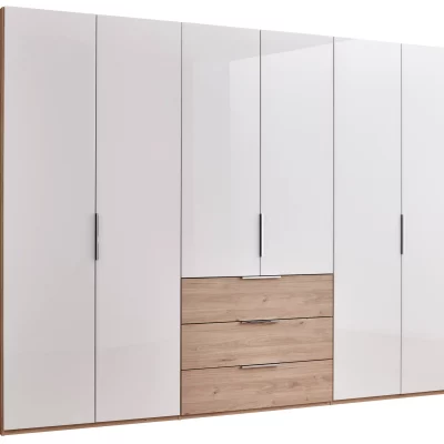 Drehtürenschrank Libro 100 – B. ca. 300 cm, Glas, Weiß