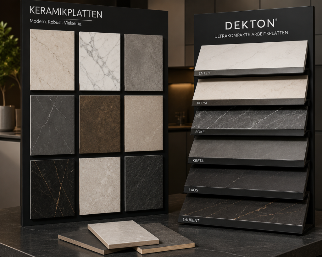 Keramik- und Dekton-Arbeitsplatten im Küchenstudio Andernach