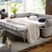 Faltbett EM Davos – 3-Sitzer mit Schlaffunktion inkl. Armlehne verstellbar, Stoff, Grau