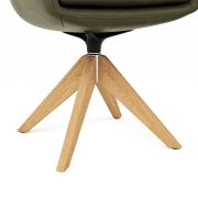 Armlehnstuhl Macano – drehbar, Leder, Olive
