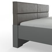 Bett Viana – Liegefläche ca. 180×200 cm, Holzwerkstoff Dunkelgrau, Kunstleder Anthrazit
