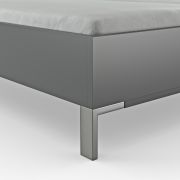 Bett Viana – Liegefläche ca. 200×200 cm, Holzwerkstoff Dunkelgrau , Kunstleder Anthrazit