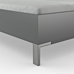 Bett Viana – Liegefläche ca. 200×200 cm, Holzwerkstoff Dunkelgrau , Kunstleder Anthrazit