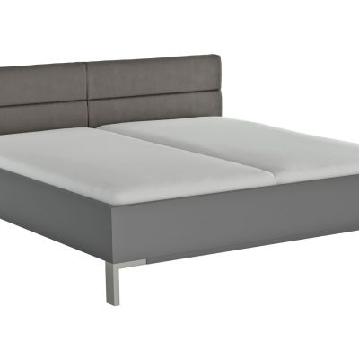 Bett Viana – Liegefläche ca. 200×200 cm, Holzwerkstoff Dunkelgrau , Kunstleder Anthrazit
