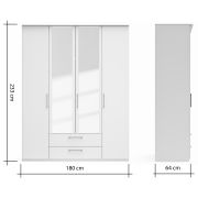 Drehtürenschrank Viana – B. ca. 180cm, Lack, Weiß