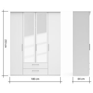 Drehtürenschrank Viana – B. ca. 180cm, Lack, Weiß