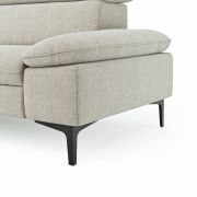 Ecksofa Felipa – Longchair links mit 2,5-Sitzer inkl. Kopfteil verstellbar, Stoff, Natur