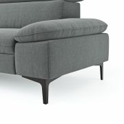 Ecksofa Felipa – Longchair links mit 2,5-Sitzer inkl. Kopfteil verstellbar, Stoff, Grau